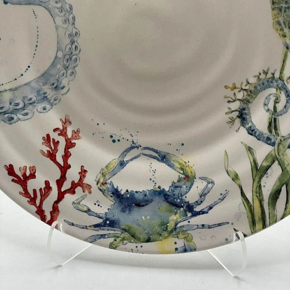 Pier 1 Sea Life RARE Discontinued Pattern Stoneware Ceramic Dinner Plate 10.75